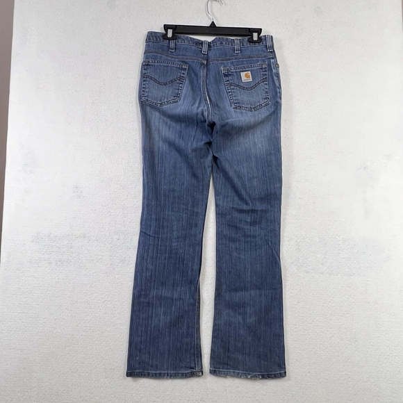 Carhartt Jeans Women's Size 6x30 Blue Boot Cut Traditional Fit Stretch Mid Wash - Picture 3 of 14